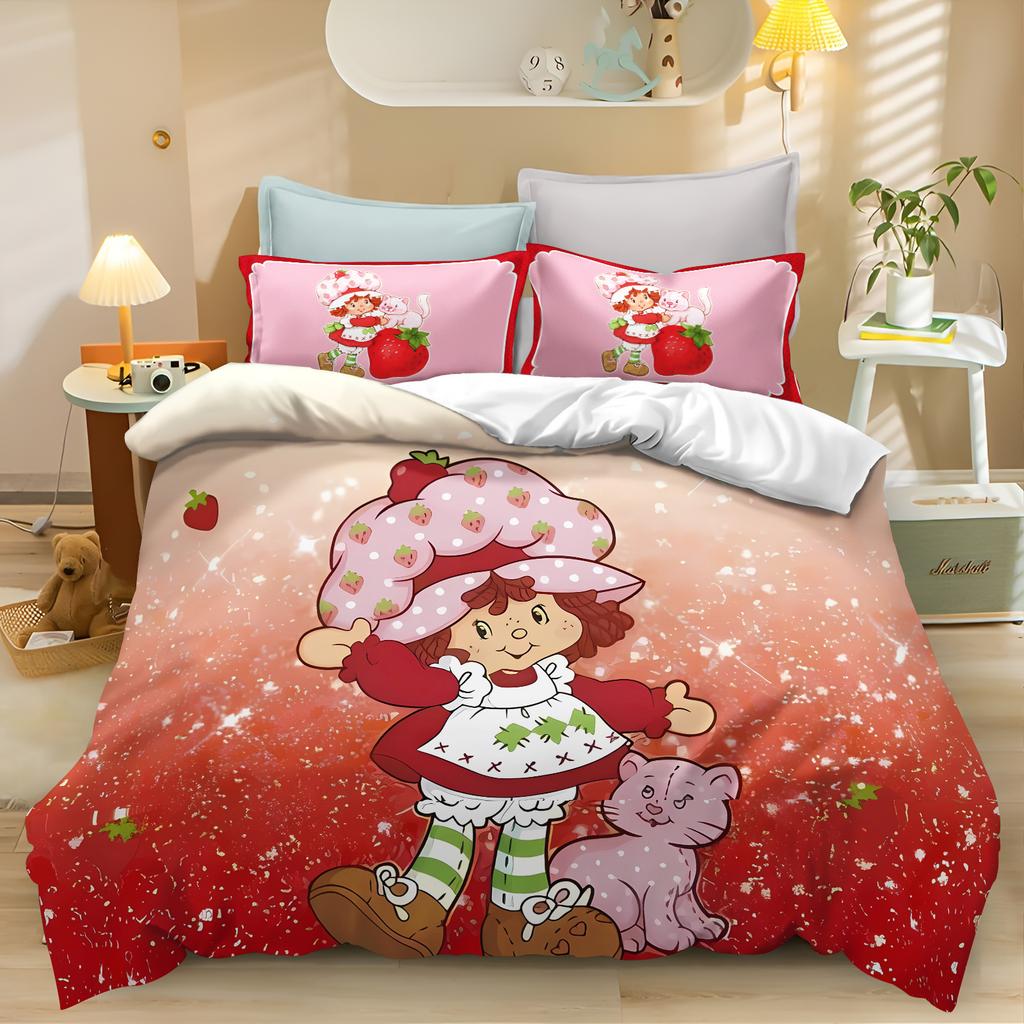 Carton Strawbery Shortcake Young Girls Comfortable Quilt Cover Skin Friendly Breathable Adorable Lovely Printed Beding Children's Bedrom Decoration