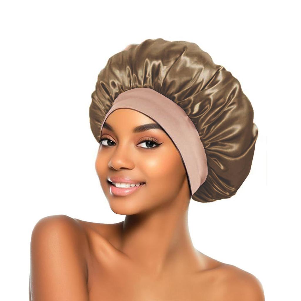 Women's wide-brimmed high-elastic hat satin nightcap hair shower cap high-end material satin hair cap