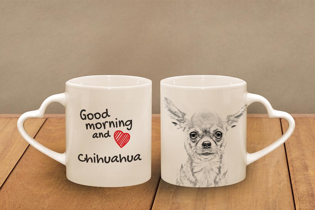 Chihuahua Short-haired, Chihuahua Smooth - Cup with a Dog, Adorable Cup with a Heart-shaped Handle, Universal Gift from the Art-Dog Brand