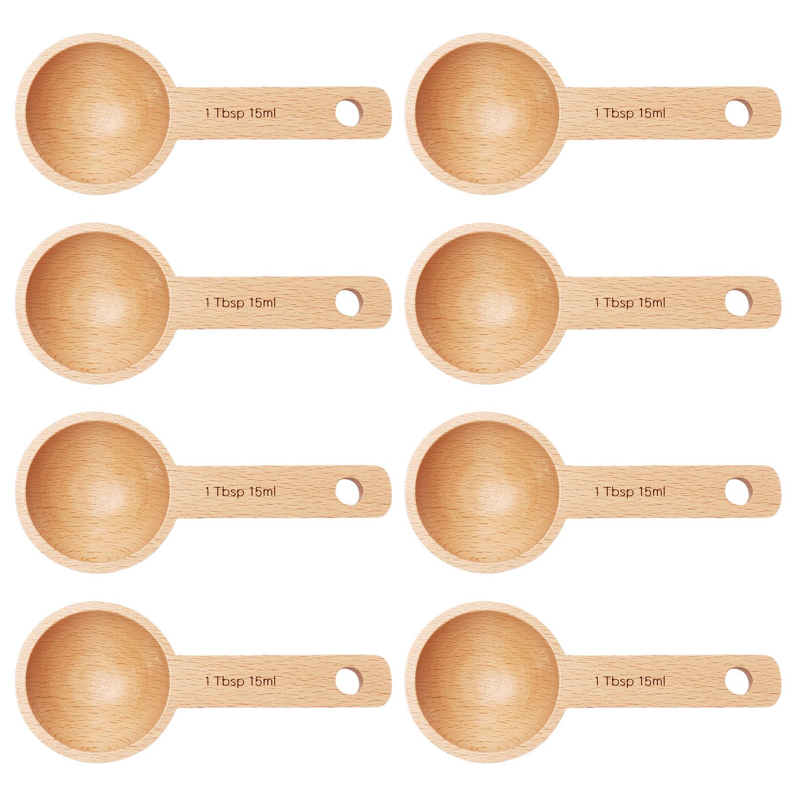 

8 Pcs Wood Coffee Scoops 15 ML Coffee Measure Scoop Reusable Tea Coffees Beans Spoons for Office Coffee Shop Kitchen Accessories