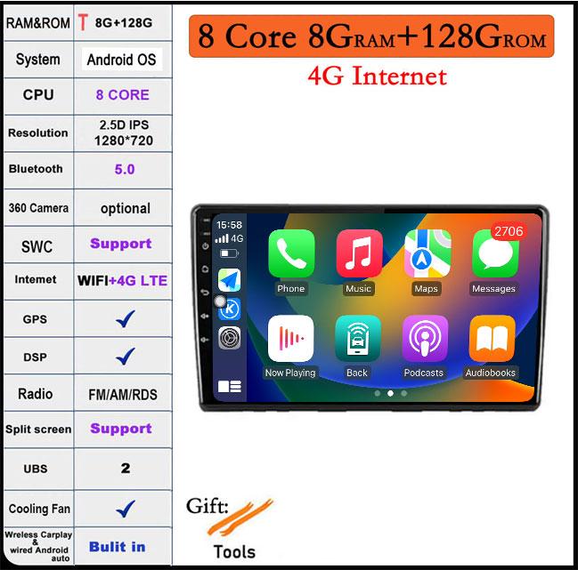 9 Inch For Kia Ceed ED 2006 2012 Android 14 Car Radio Video Multimedia QLED IPS Navigation GPS Stereo Screen Auto 4G+Wifi
