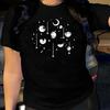 Women's Planet Moon Print Loose Round Neck Short Sleeved T-shirt for Women Shirt