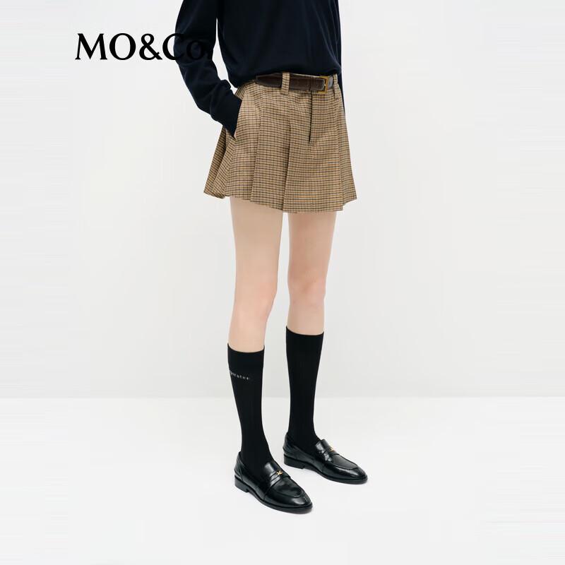 MO&Co. Pleated Plaid A-Line Skirt Shorts