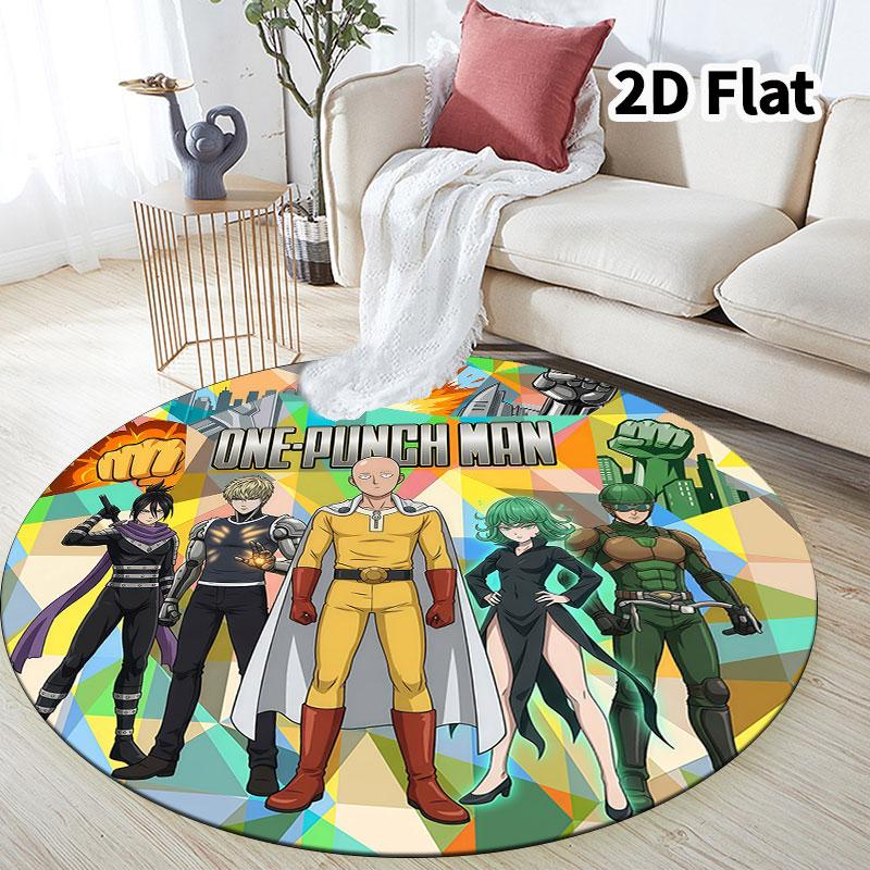 Onepunch Man Runder Teppich Teppich für Wohnzimmer Schlafzimmer Sofa Spielzimmer Dekor Rutschfeste Bodenmatte