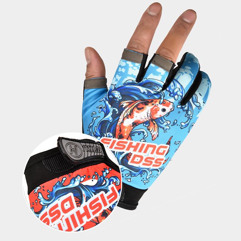 Fishing Gloves Breathable Three Fingers Elastic Summer Sunscreen Fishing Apparel Sports Anti-Slip Cycling Gloves