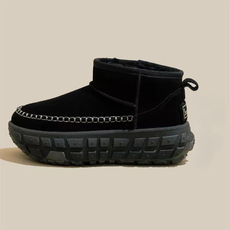 

Fashion Fashion Slip-on Ankle Boots Hot Sale Round Toe Winter Plus Velvet Keep Warm Snow Boots Fashion Shoes for Women Platform Boots 35 чёрный