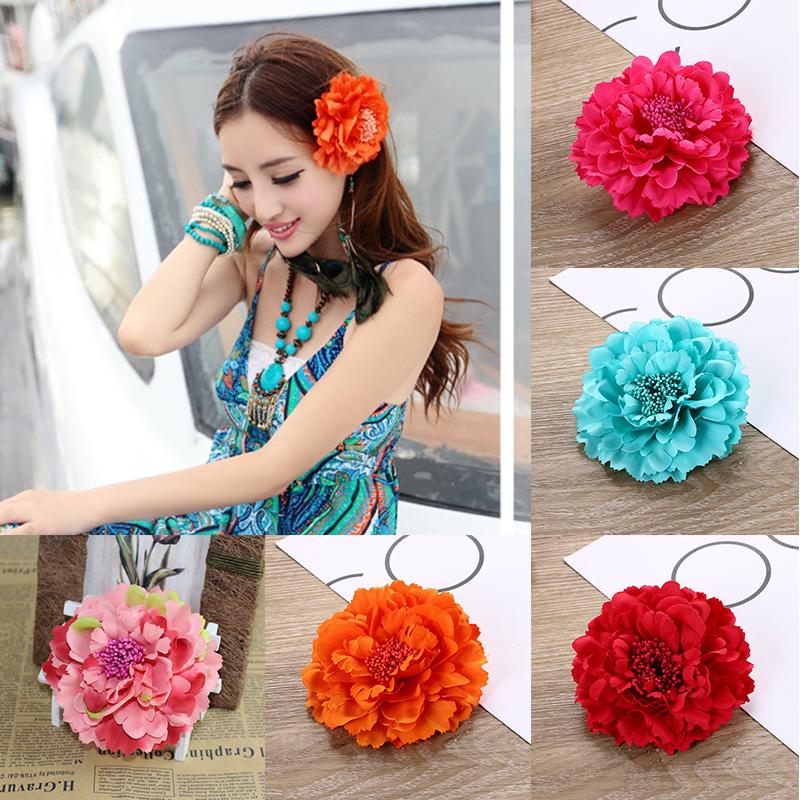 Bohemia Style Big Peony Flower Hair Clips Bridal Flower Barrettes Hair Decoration Brooch DIY For Bag Sunhat Hair Accessories
