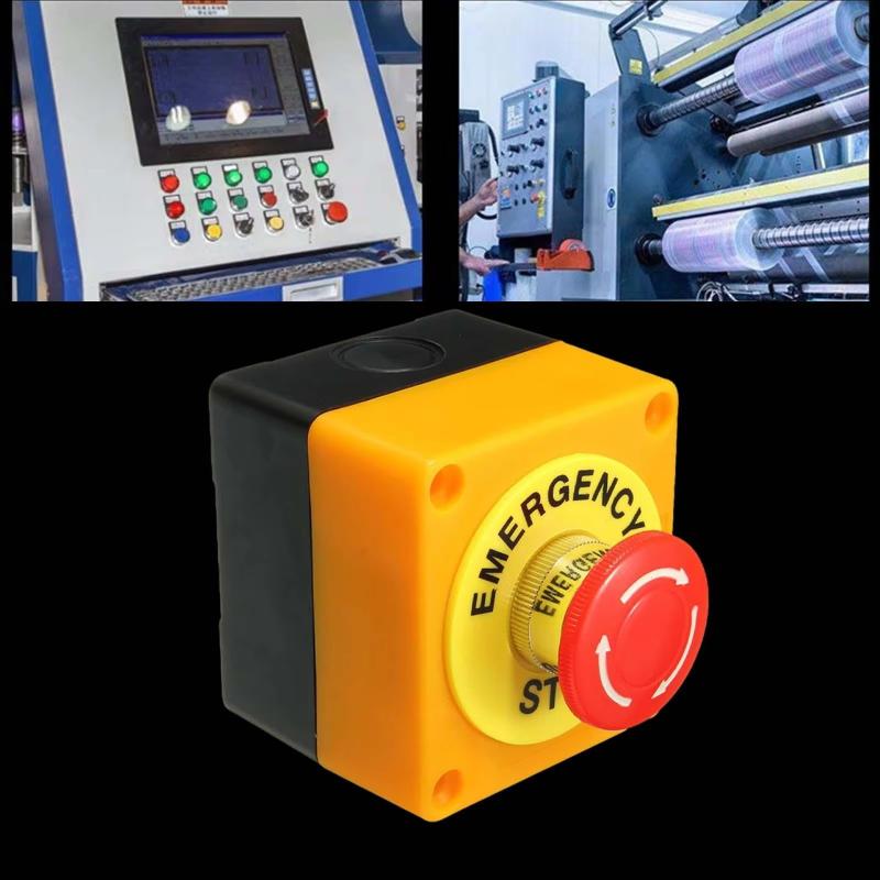 660V 10A Emergency Stop Button Switch Box Waterproof Safety Stop Push Button With Rain Cover For Industrial Machine