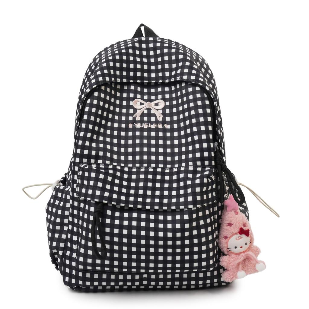 Schoolbag1011 spring new product fresh plaid outdoor backpack fashionable cute bow girl heart student schoolbag