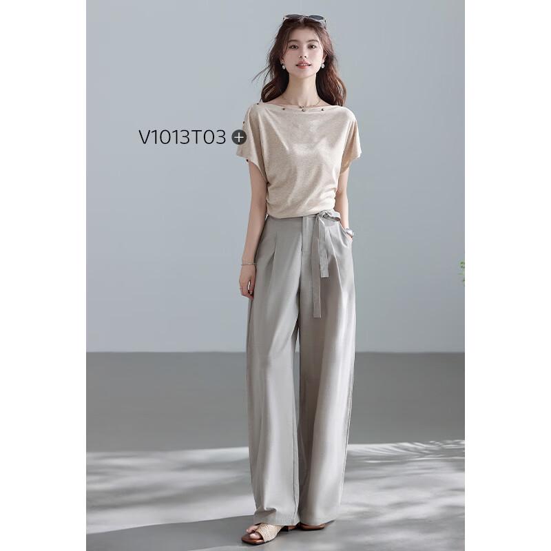 VICTORIA&VERA High-Waisted Wide-Leg Lyocell-Cotton Trousers L