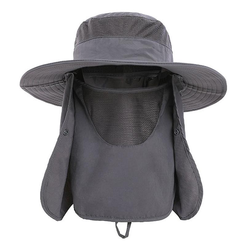 Sun Hat UV Protection Cap Wide Brim Nylon Breathable Quick Dry UPF 50+ Fishing Hat with Removable Fa