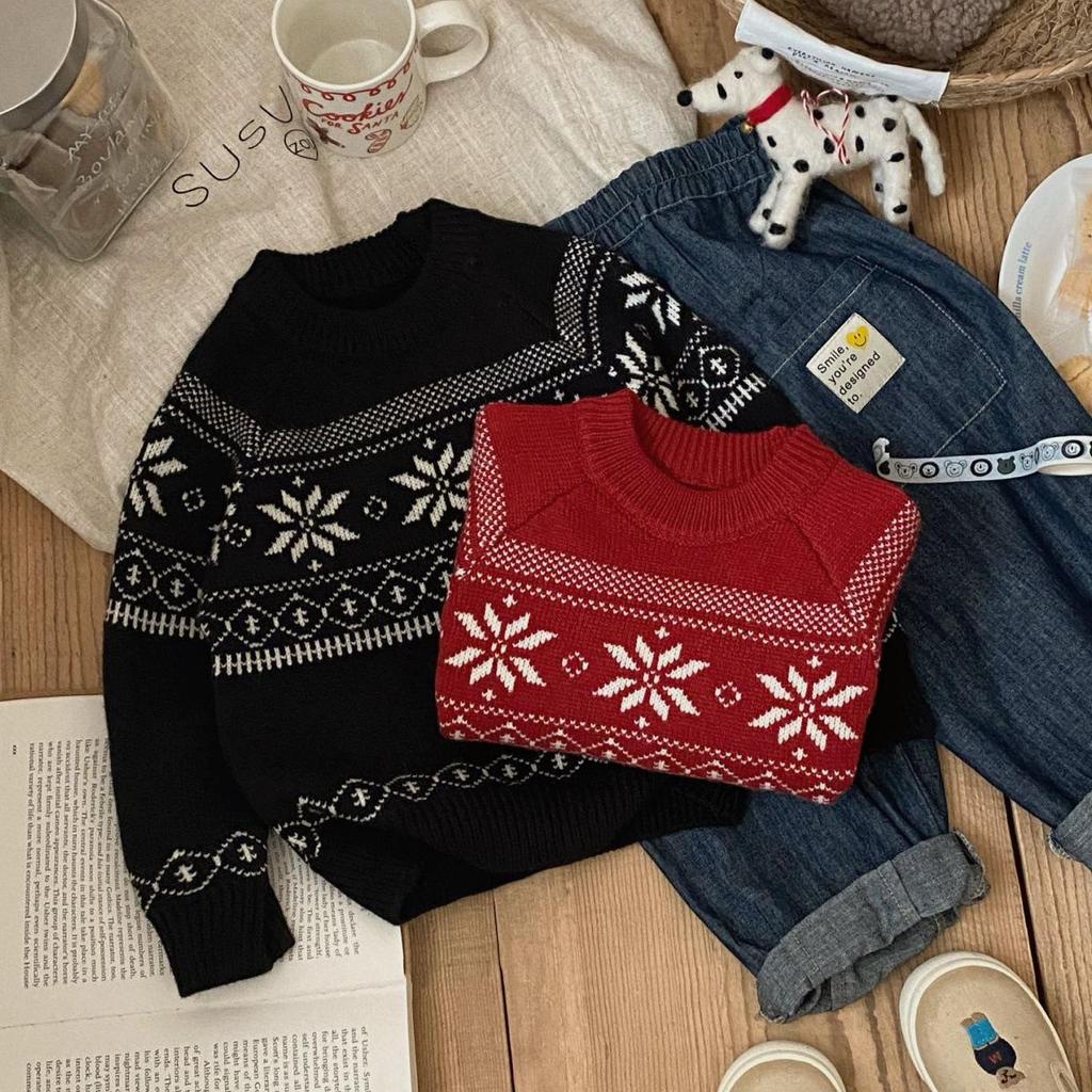 Fair Isle Retro Unisex Jacquard Pullover - Verdickter Rundhals Pullover für Jungen & Mädchen.