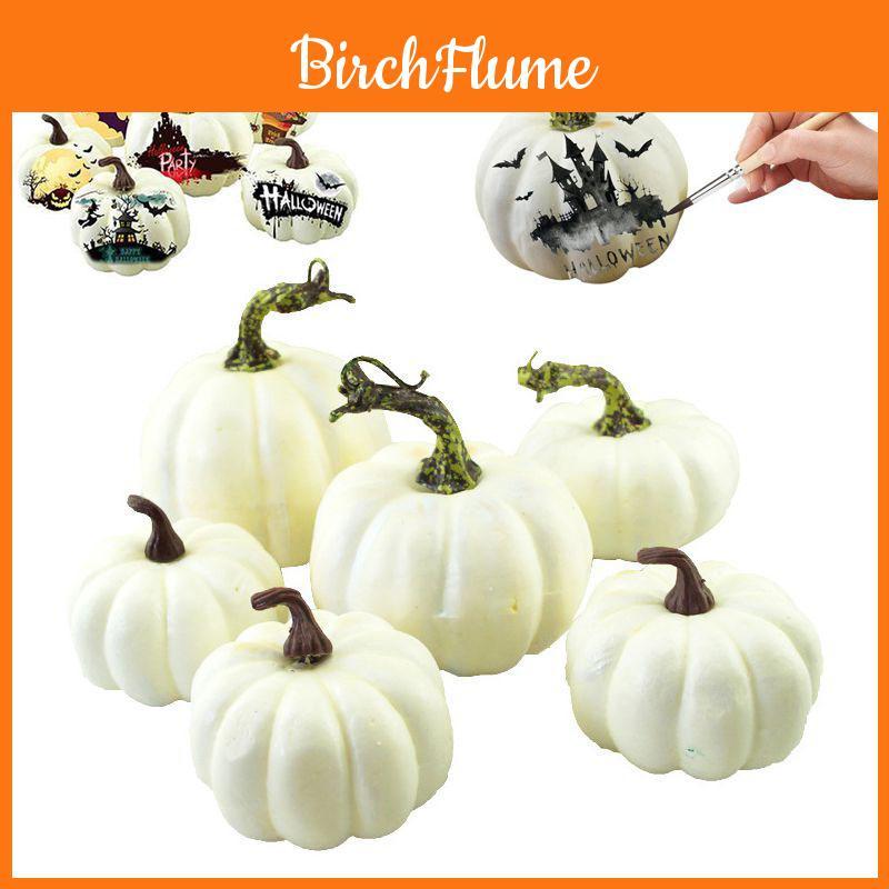 Ensemble Exquis de 6 Citrouilles Artificielles en Mousse Pour une Décoration Élégante d'Halloween et de Thanksgiving