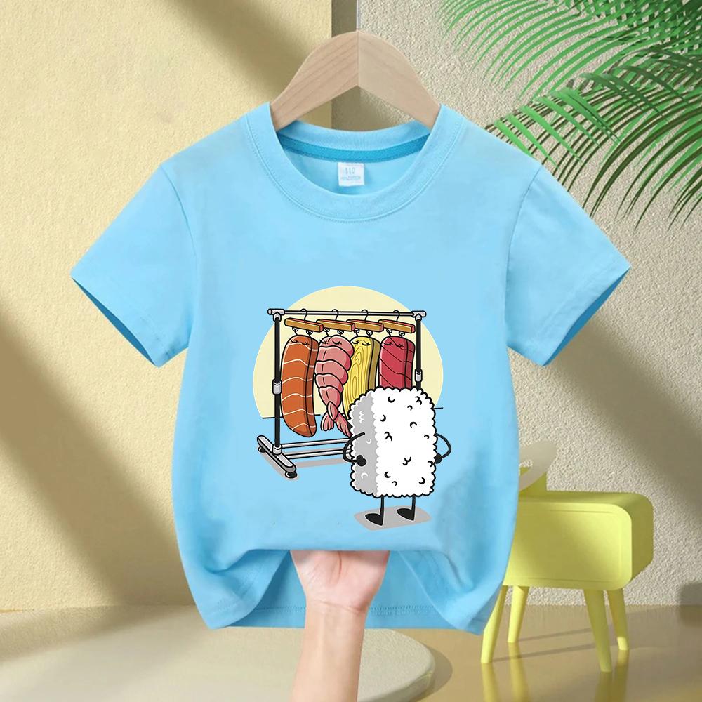 Sushi Wardrobe T Shirt Kids Funny High Quality Tshirt 100Cotton Graphic T Shirts Shortsleeve Pritned Tshirt BoysGirls Tops