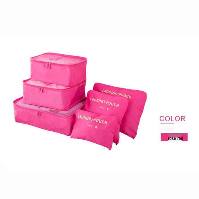Korean Style Travel Bag Set - 6-Piece Oxford Cloth Organizer for Clothes, Underwear, and Shoes