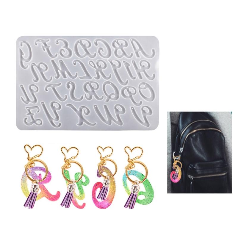 Large English Alphabets Earrings Silicone Epoxy Resin Mold DIY Keychain Pendant Jewelry for Luggage Tags Bag Accessories