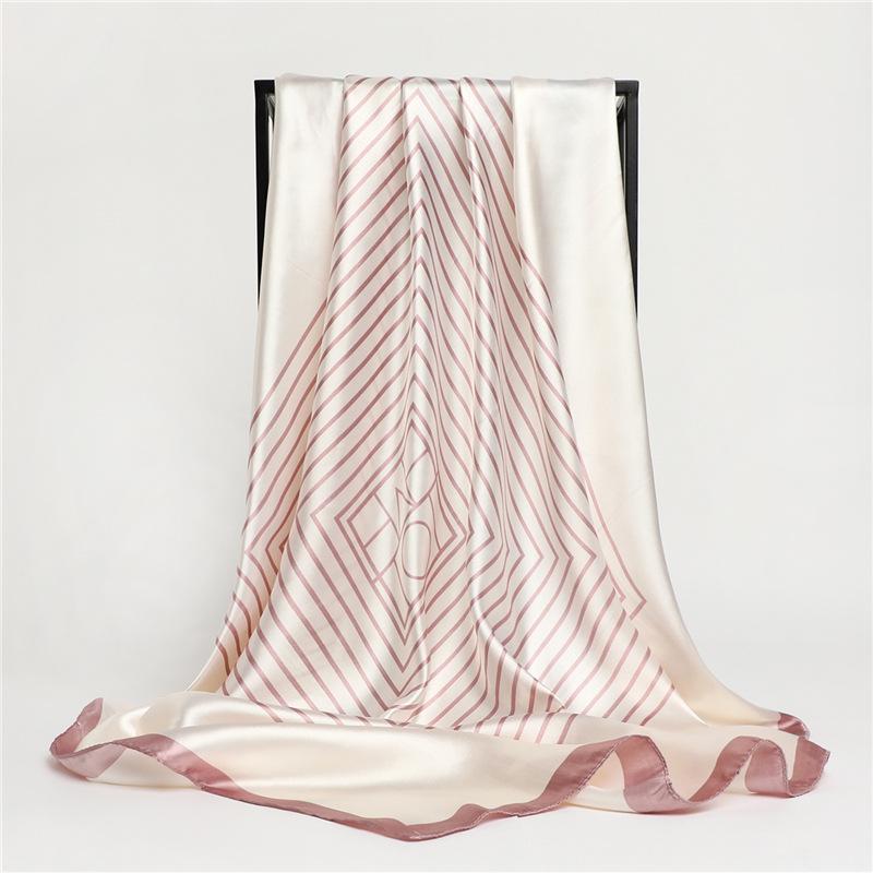 

Двосторонній шовковий шарф у скандинавську смужку: Стиль інфлюенсера, Захист від сонця для подорожей, Велика квадратна шаль 90 см. 90*90cm