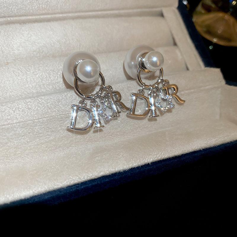 New Year's Red Zircon Letter Fringed Stud Earrings Niche Design Earrings Earrings