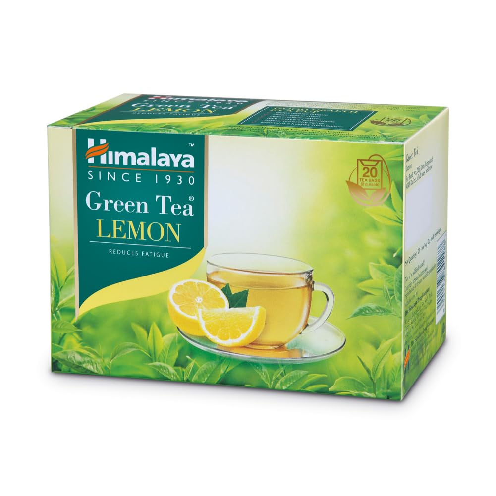Himalaya Green Tea Lemon Tea Bags 20 Count Pack of 1 Herbal Refreshing Daily Wellness Citrus Beverage Drink Hot Brew
