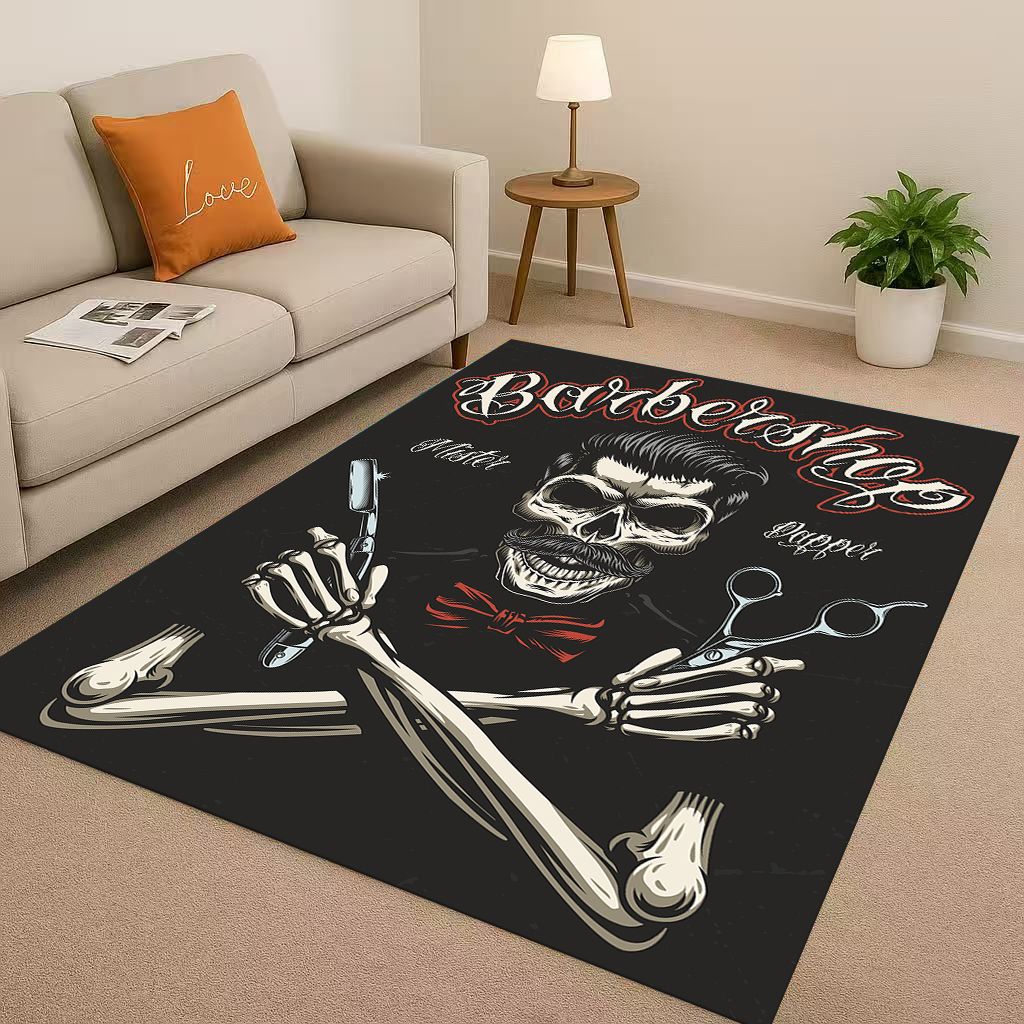 2026 New Retro Barber Shop Symbol Sign Living Room Non Slip Area Rug Carpet for Bedroom Playroom Sofa,Home Decor Doormat Gift