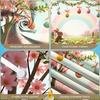 Easter Egg Background Grassland Scene Rainbow Banner Easter Banner Wooden Fence Detail Rabbit Display For Indoor Party Easter