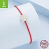 S925 Sterling Silver Lotus Red Rope Bracelet Women'S Exquisite Three-Dimensional Flower Lucky Bracelet Bracelet Jewelry