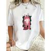 Oversized T-Shirt Black Anime Girl With Cat Ears And Pink Hair Graphic Print For Casual Streetwear Fashion