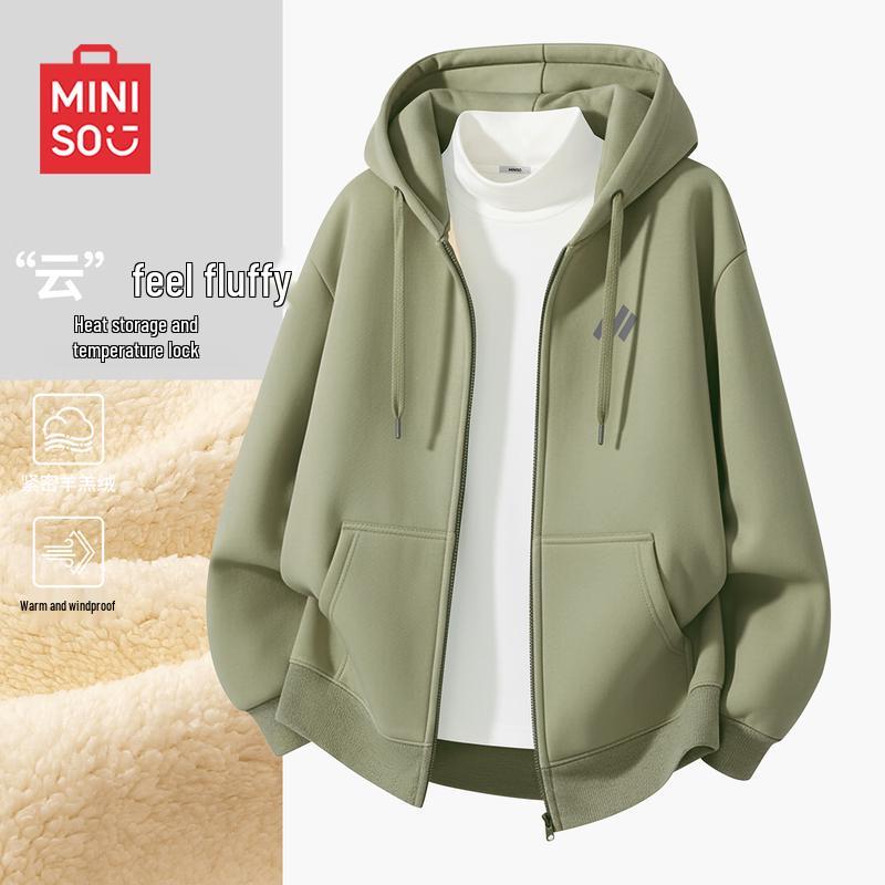 

MINISO Men s Oversize Lambswool Hooded Sweatshirt 3XL