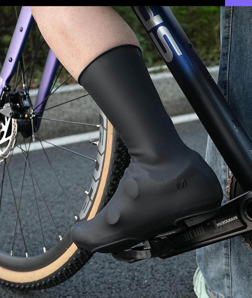 Non-Slip Windproof Waterproof Cycling Shoe Covers - Warm, Low Wind Resistance, Long Tube Silicone Design