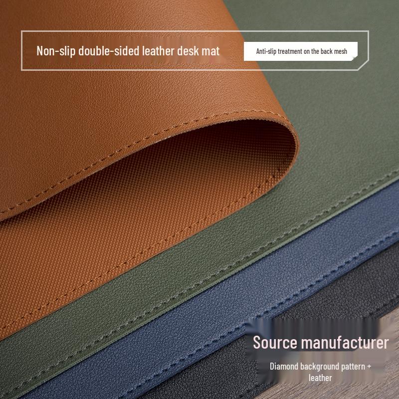 Extra-Large Non-Slip Leather Mouse Pad with Customizable Solid Color and Locked Edge