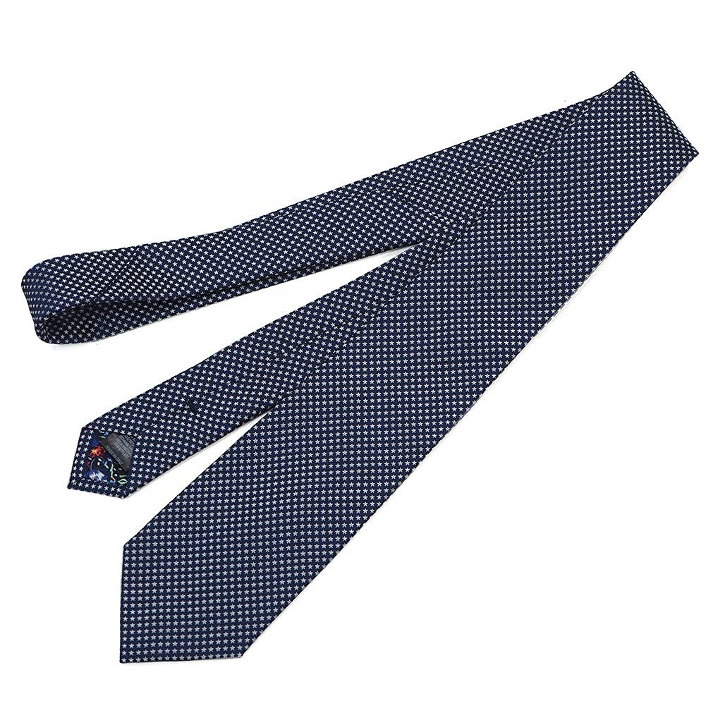 Paul Smith necktie, brand name necktie (8cm wide), star design (navylight gray (PS20)) [Used]