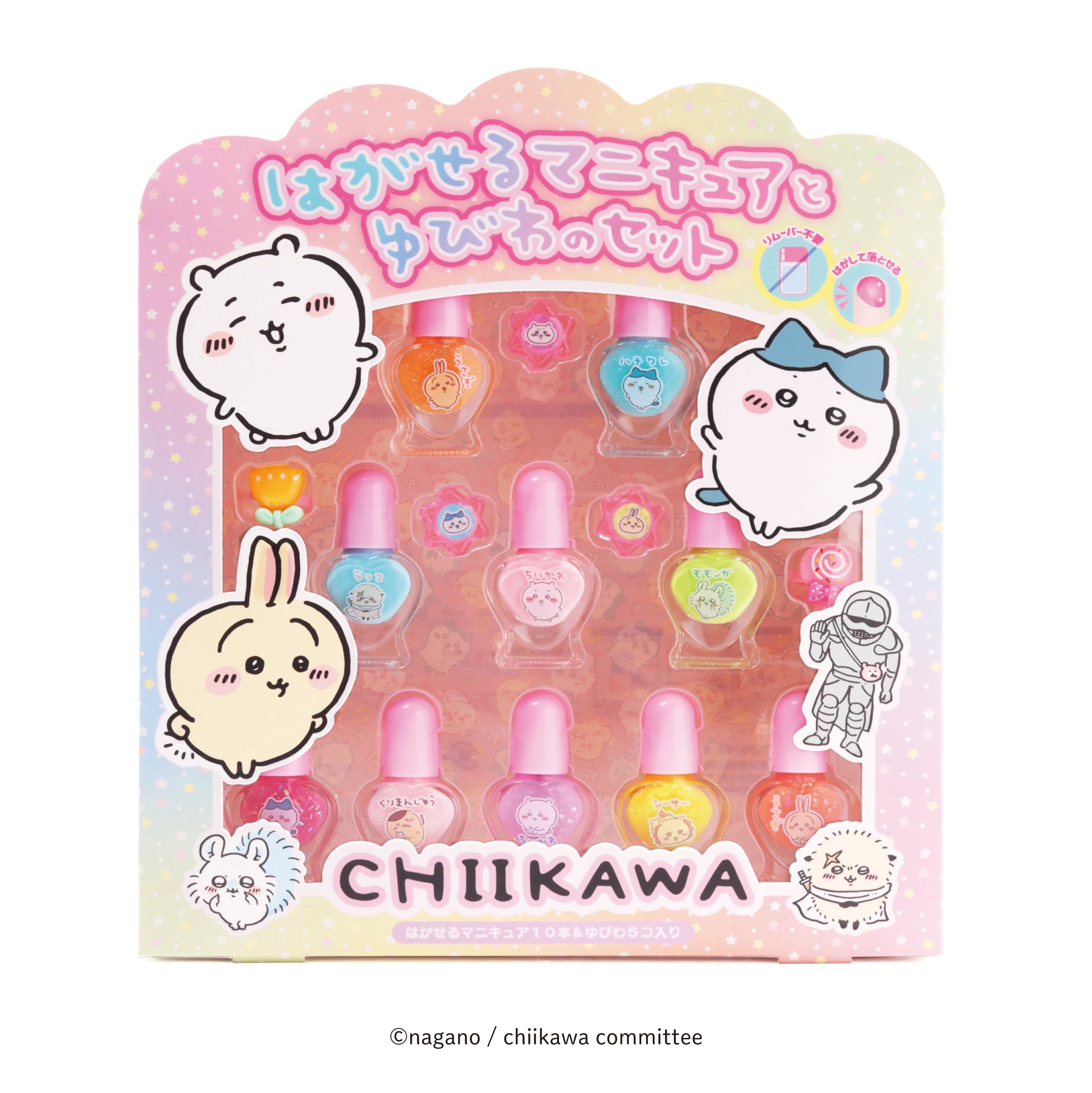 Набор лака для ногтей и кольца Chiikawa, снимающийся, 230709