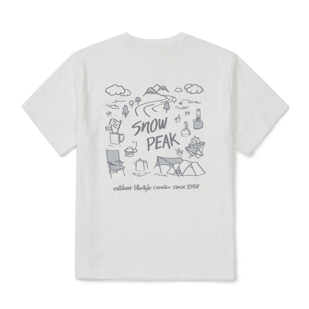 [Snowpeak] Regen Quick-Dry Camping Graphic Half-Sleeve T-shirt Off White (S26MUTTS54)