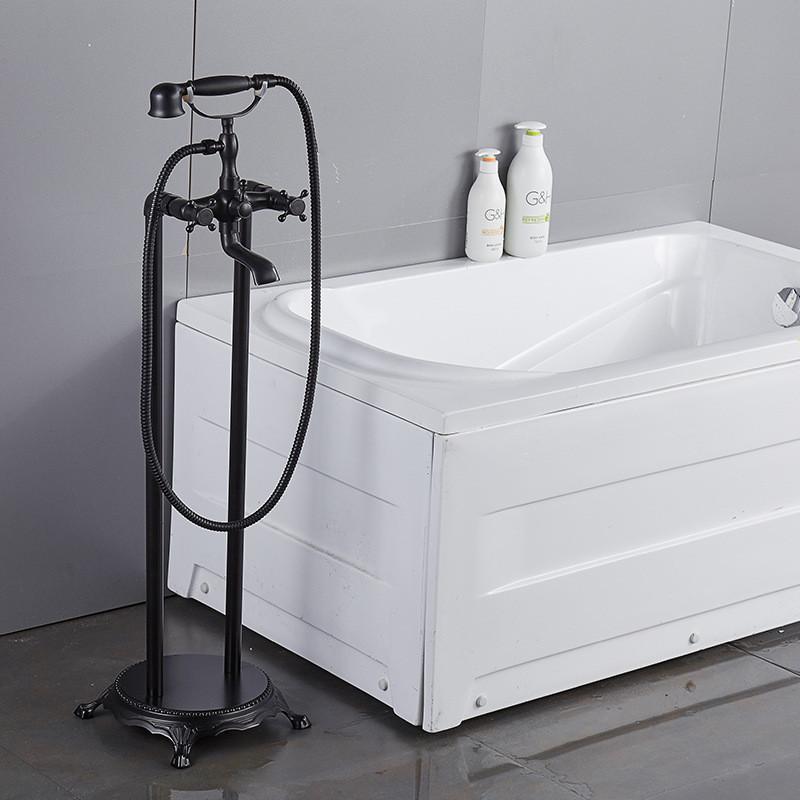 Antique Bronze Bathroom Bathtub Faucet + Handheld Shower Free Standing Luxury BathTub Faucet Mixer Taps Floor Mounted Bathtub