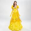 Elegant Yellow Princess Dress For Halloween Costume Featuring Belle Fairy Tale Design