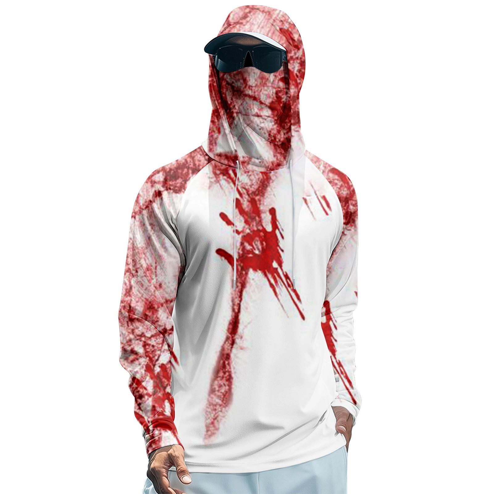 

Мужская худи реглан для рыбалки с принтами на Хэллоуин - UPF 50+ УФ защита, длинный рукав, солнцезащитная рубашка с сетчатым козырьком XXL фиолетовый