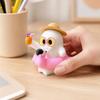 Mini Ghost Figurine Halloween Decoration with Flamingo Float and Straw Hat Seasonal Tabletop Ornament for Indoor Outdoor Display