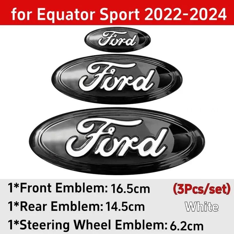 Bilklistremerke Ford 3 stk Bil Front Bak Deksel Merke Rattklistremerke for Ford Kuga Mondeo Explorer Escape ST Focus Edge Tauru