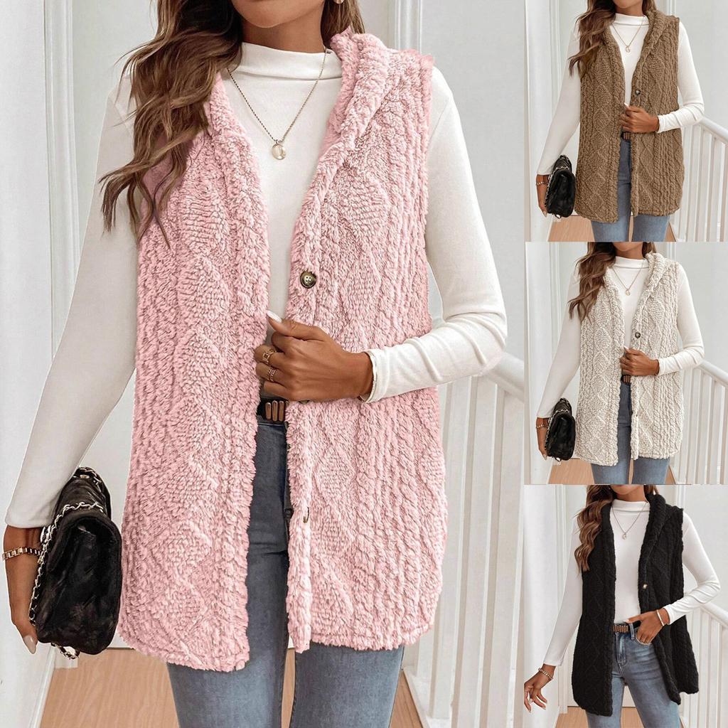 Women Long Trendy Plain Sleeveless Jacket Lightweight Warm Gilet Coat Outerwear