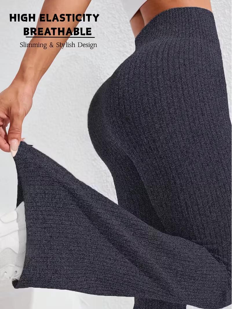 

2026 High-Waist Ribbed Flared Yoga Pants - Butt-Lifting, Wide-Leg Fitness & Sports Pants for Women Extra Small темно-синього кольору
