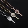 Gioielli di Moda Argento Sterling 925 Zircone Racchetta da Tennis Sportivo Ciondolo Collana Gioielli Regalo