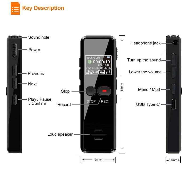 Digitaler Audiorecorder, Farbdisplay-Aufnahme, Echtzeit-Aufnahme