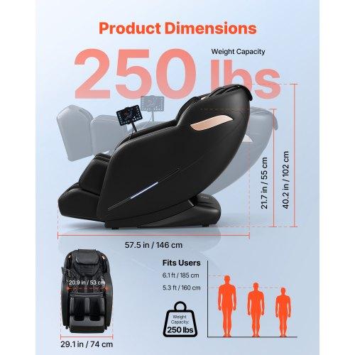 VEVOR Massage Chair, 3D Zero-Gravity Full Body Massage Chair with Extendable Footrest, Automatic Modes, Airbags, Waist & Leg Heating