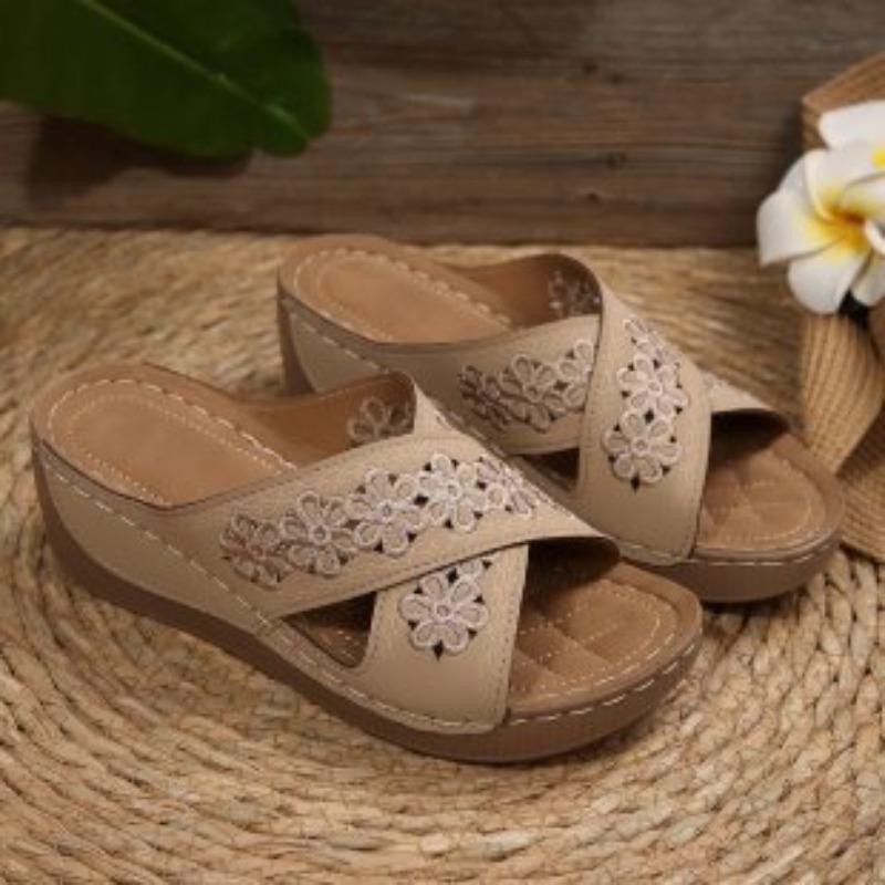 Wedge Heel Fish Mouth Thick-soled Plus-size Shoes, Beach Flip-flops, Women's Shoes