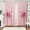 Set Of 2 Pink Crown Design Polyester Fabric Window Curtains Home Decor Curtain Made