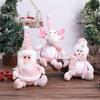 Adorable Pink Snowman And Reindeer Plush Figurines For Christmas Holiday Decor