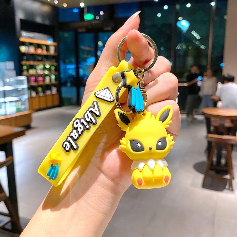 

Eeveelution Keychain Set, 3D Anime Figure Key Ring Pendant, Cute Kawaii Bag Car Charm Gift for Fans