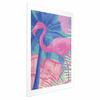 Poster - Pink Flamingo - Abstract Flamingo On a Background of Palms and Ice Cubes