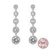 Fashion Stackable Round Clear CZ Drop Earrings For Women 925 Sterling Plata Fine Jewelry Long Tassel Silver Dangle Earring Gift