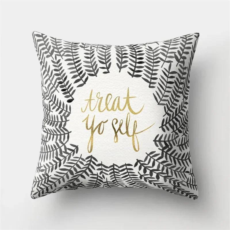 Tropical  Letter Flower Plant Polyester Pillowcase Sofa Living Room Home Decoration Car Waist Cushion Cover